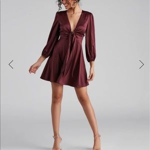 Satin plum dress